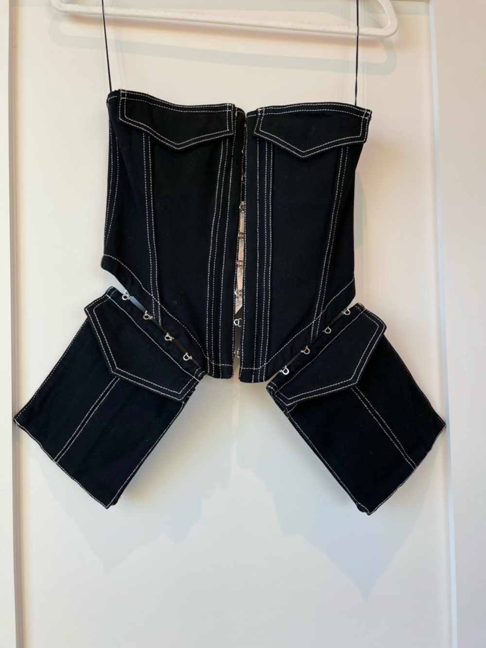 Dion Lee Black Denim Corset Bustier w/ Contrast Stitching Size M AUS 10/US 8 NWT - Picture 7 of 8